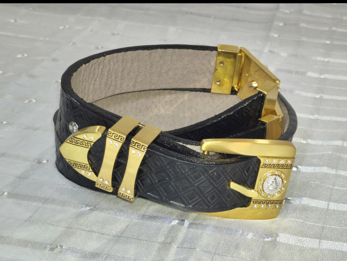 Leather Belt Six (6) Piece Buckle "Swagger Champ"