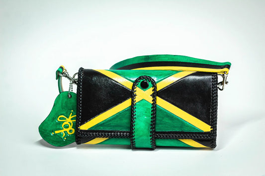 Jamaican Flag "Jef Treasures Angela Series" Leather Clutch Purse / Wallet Personalize It!
