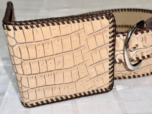 Alligator Print Leather Belt with matching Wallet.